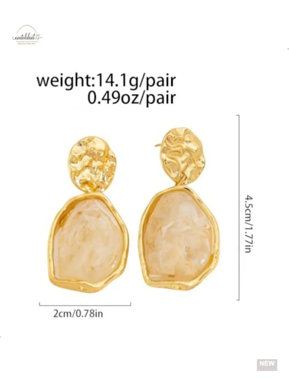 Dainty Irregular Crystal Drop Dangle Earrings 14K Gold Plated Statement Chunky